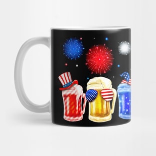 Beer Party Patriotic Red Blue Happy Independence Day Mug